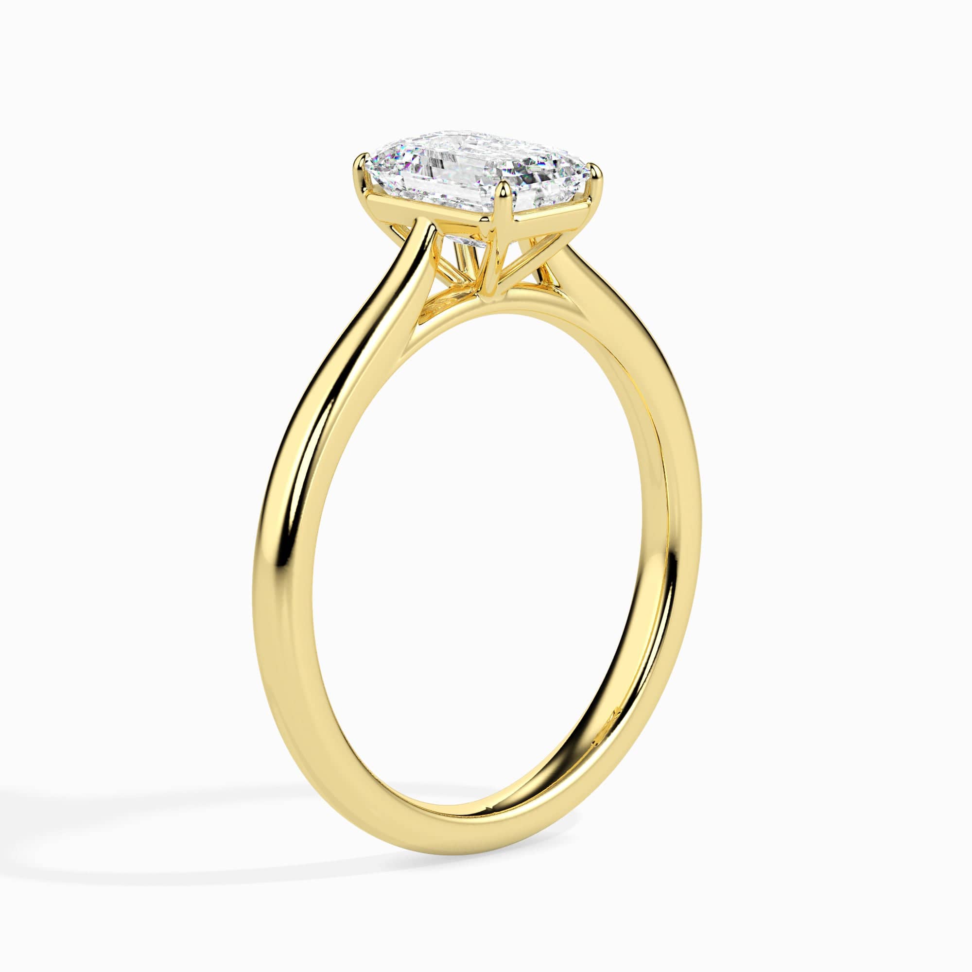70-Pointer Emerald Cut Solitaire Diamond 18K Yellow Gold Ring JL AU 19 ...