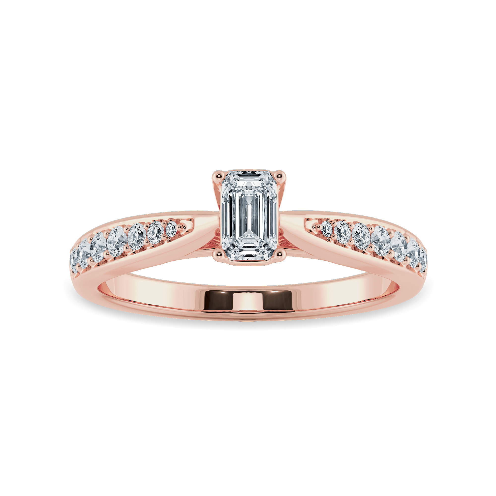 Jewelove™ Rings Women's Band only / VVS E 70-Pointer Emerald Cut Solitaire Diamond Shank 18K Rose Gold Solitaire Ring JL AU 1280R-B