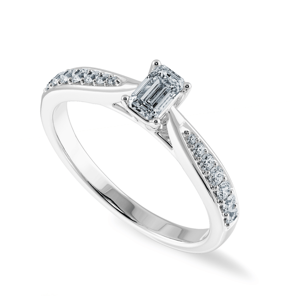 Jewelove™ Rings E VVS / Women's Band only 70-Pointer Emerald Cut Solitaire Diamond Shank Platinum Ring JL PT 1280-B