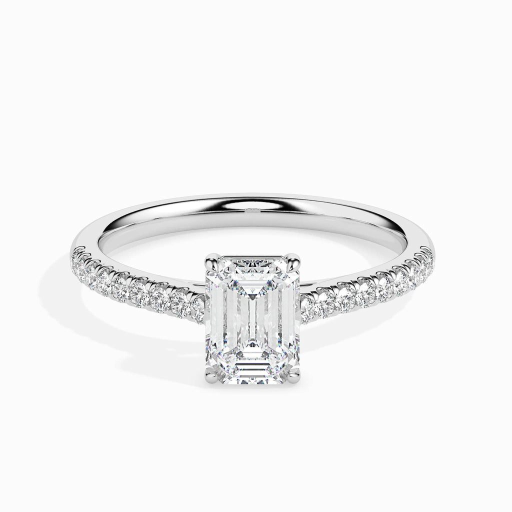 Jewelove™ Rings E VVS / Women's Band only 70-Pointer Emerald Cut Solitaire Diamond Shank Platinum Ring JL PT 19015-B