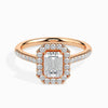 Jewelove™ Rings Women's Band only / VVS E 70-Pointer Emerald Cut Solitaire Halo Diamond Shank 18K Rose Gold Solitaire Ring JL AU 19035R-B