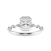 Jewelove™ Rings E VVS / Women's Band only 70-Pointer Emerald Cut Solitaire Halo Diamonds with Pear Cut Diamonds Platinum Ring JL PT 1272-B