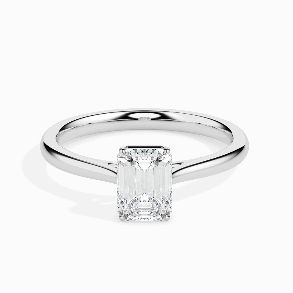 Jewelove™ Rings E VVS / Women's Band only 70-Pointer Emerald Cut Solitaire Shank Platinum Ring JL PT 19005-B