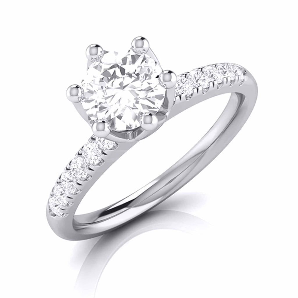 Jewelove™ Rings J VS / Women's Band only 70-Pointer Flowery Platinum Solitaire Engagement Ring with Diamond Shank JL PT G 105-B
