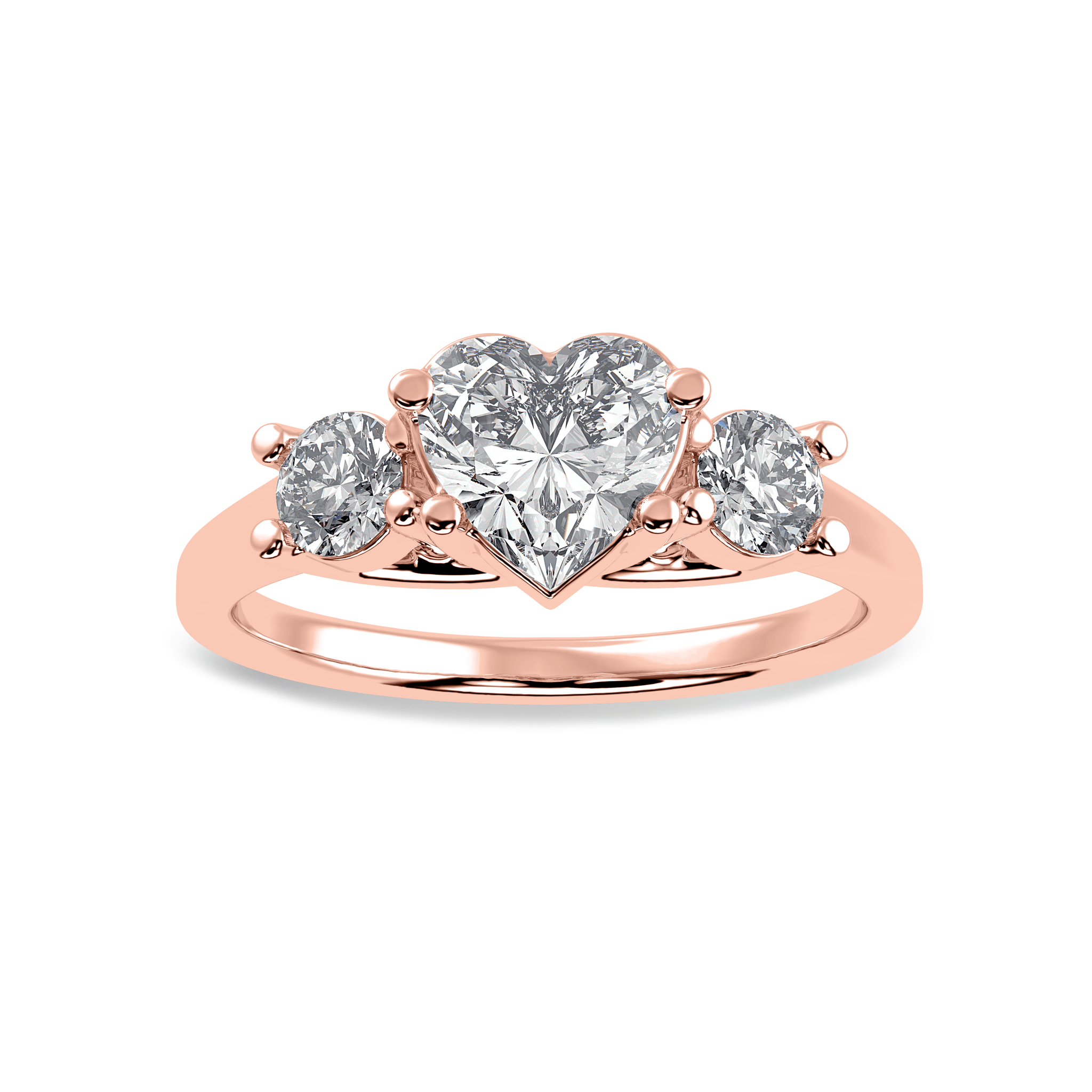 Jewelove™ Rings Women's Band only / VS I 70-Pointer Heart Cut Solitaire Diamond Accents 18K Rose Gold Ring JL AU 1233R-B
