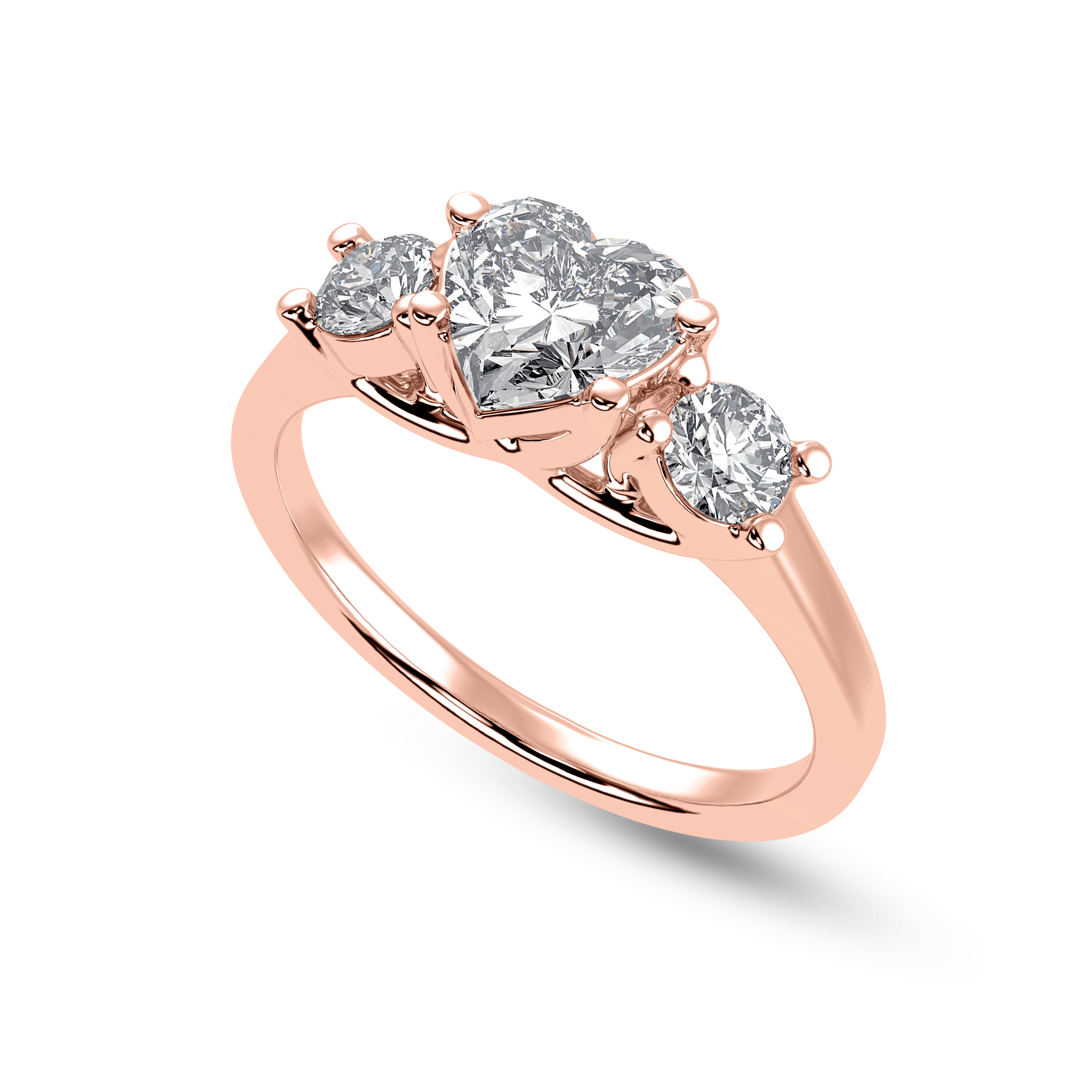 Jewelove™ Rings Women's Band only / VS I 70-Pointer Heart Cut Solitaire Diamond Accents 18K Rose Gold Ring JL AU 1233R-B