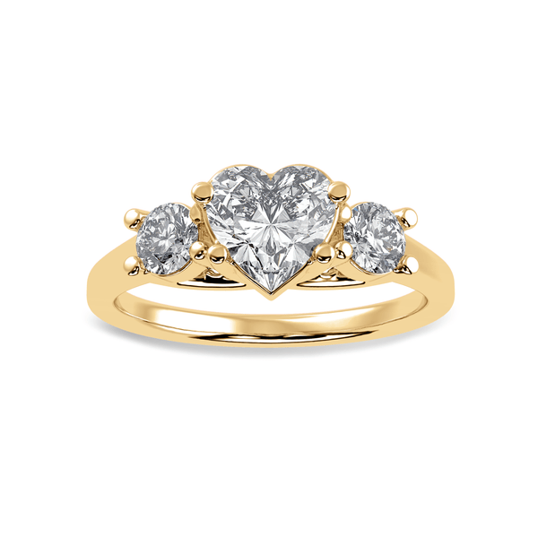 Jewelove™ Rings Women's Band only / VS I 70-Pointer Heart Cut Solitaire Diamond Accents 18K Yellow Gold Ring JL AU 1233Y-B