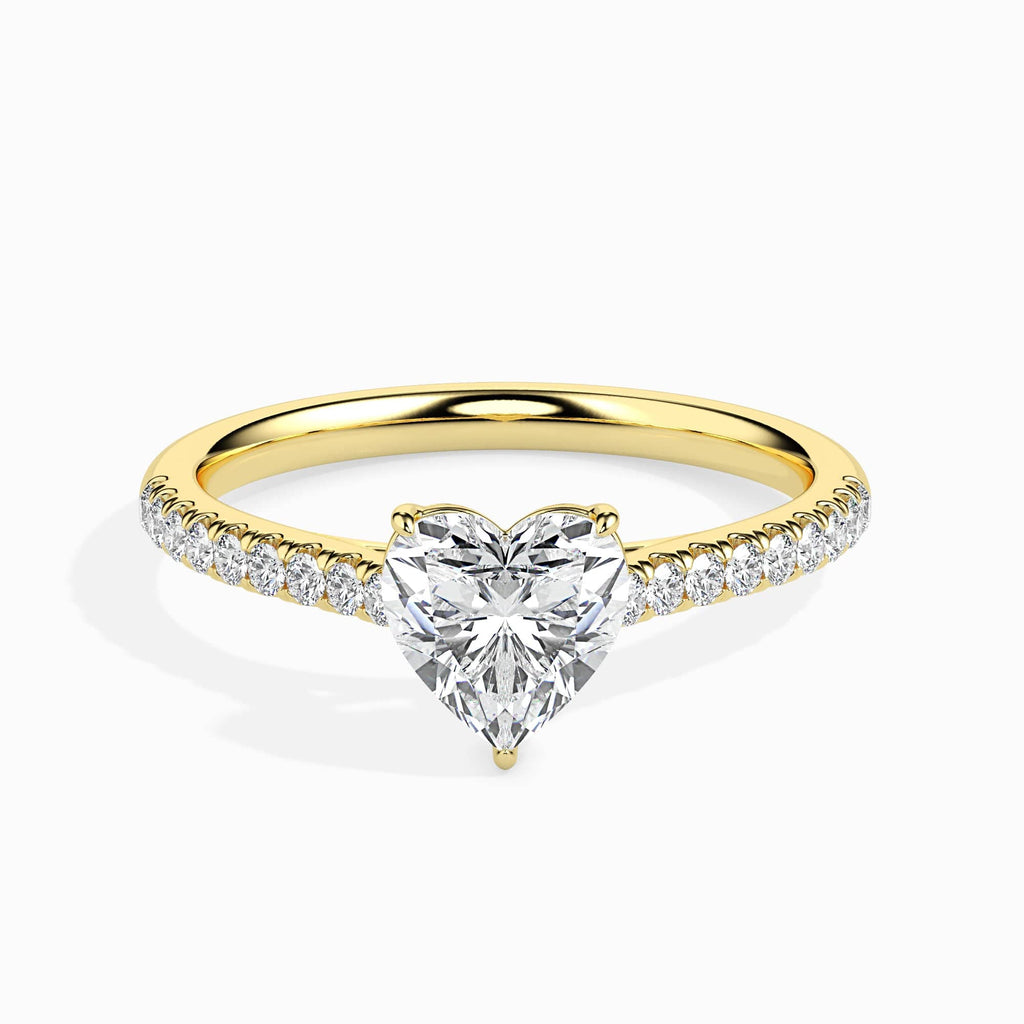 Jewelove™ Rings Women's Band only / VS I 70-Pointer Heart Cut Solitaire Diamond Shank 18K Yellow Gold Ring JL AU 19018Y-B