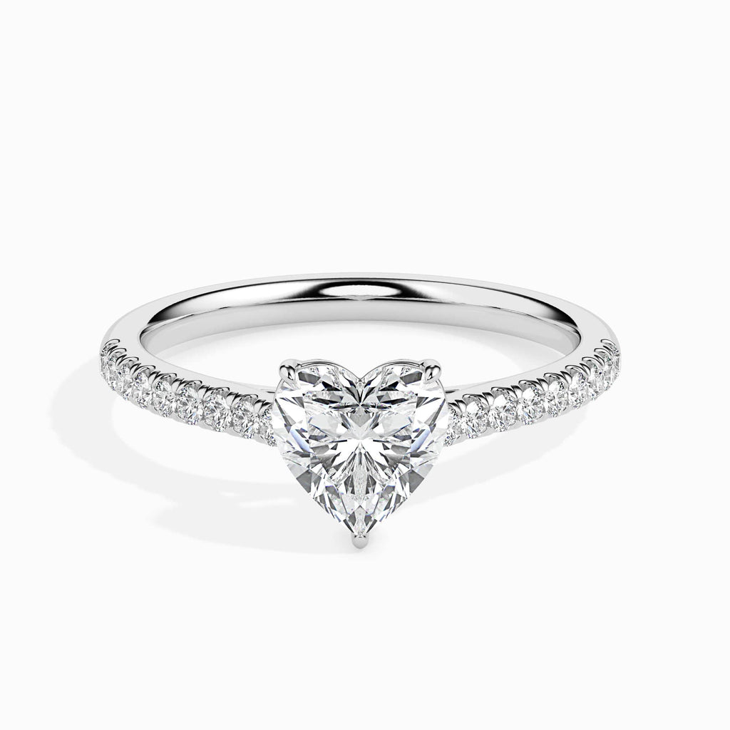 Jewelove™ Rings I VS / Women's Band only 70-Pointer Heart Cut Solitaire Diamond Shank Platinum Ring JL PT 19018-B