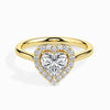 Jewelove™ Rings Women's Band only / VS I 70-Pointer Heart Cut Solitaire Halo Diamond 18K Yellow Gold Ring JL AU 19028Y-B