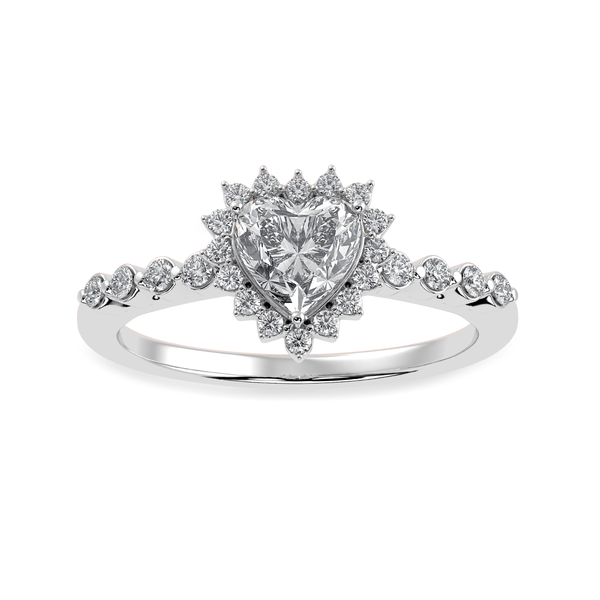 Jewelove™ Rings I VS / Women's Band only 70-Pointer Heart Cut Solitaire Halo Diamond Shank Platinum Ring JL PT 1251-B