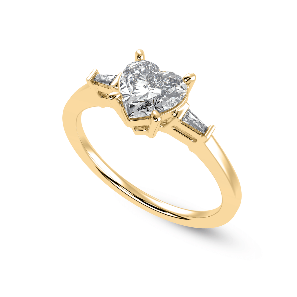 Jewelove™ Rings Women's Band only / VS I 70-Pointer Heart Cut Solitaire with Diamond Baguette 18K Yellow Gold Ring JL AU 1225Y-B