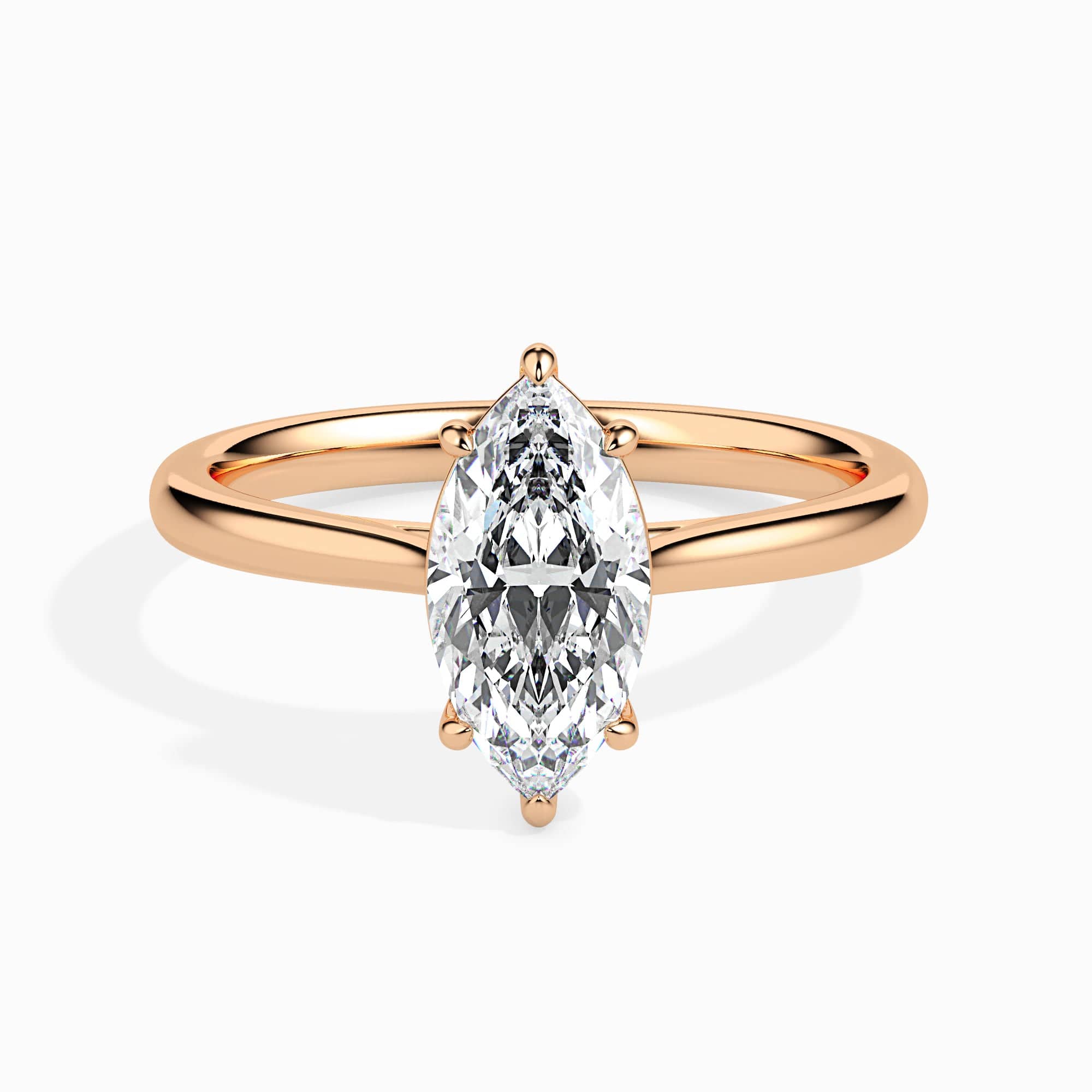 70-Pointer Marquise Cut Solitaire Diamond 18K Rose Gold Ring JL AU 