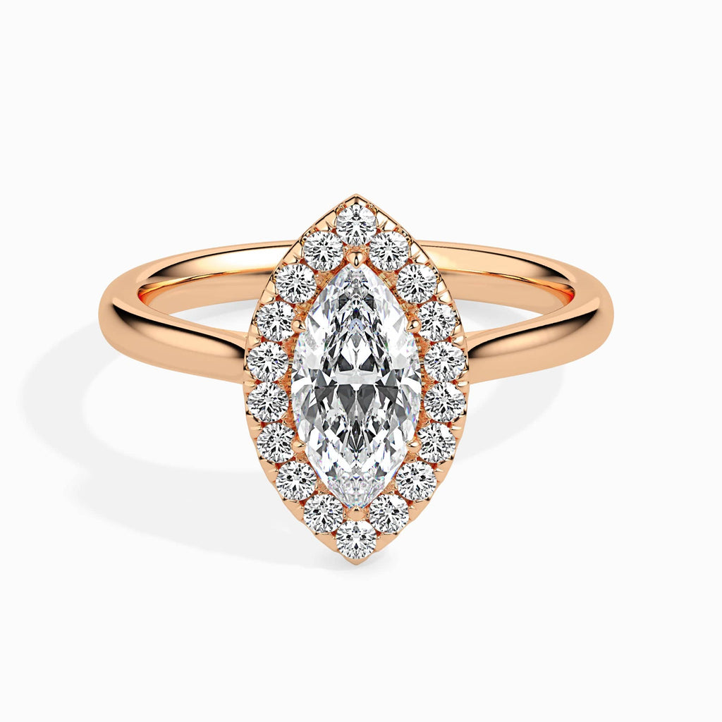 Jewelove™ Rings Women's Band only / VS I 70-Pointer Marquise Cut Solitaire Halo Diamond 18K Rose Gold Ring JL AU 19029R-B