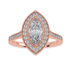 Jewelove™ Rings Women's Band only / VS I 70-Pointer Marquise Cut Solitaire Halo Diamond Shank 18K Rose Gold Ring JL AU 1326R-B