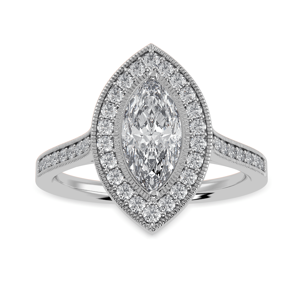 Jewelove™ Rings I VS / Women's Band only 70-Pointer Marquise Cut Solitaire Halo Diamond Shank Platinum Ring JL PT 1326-B