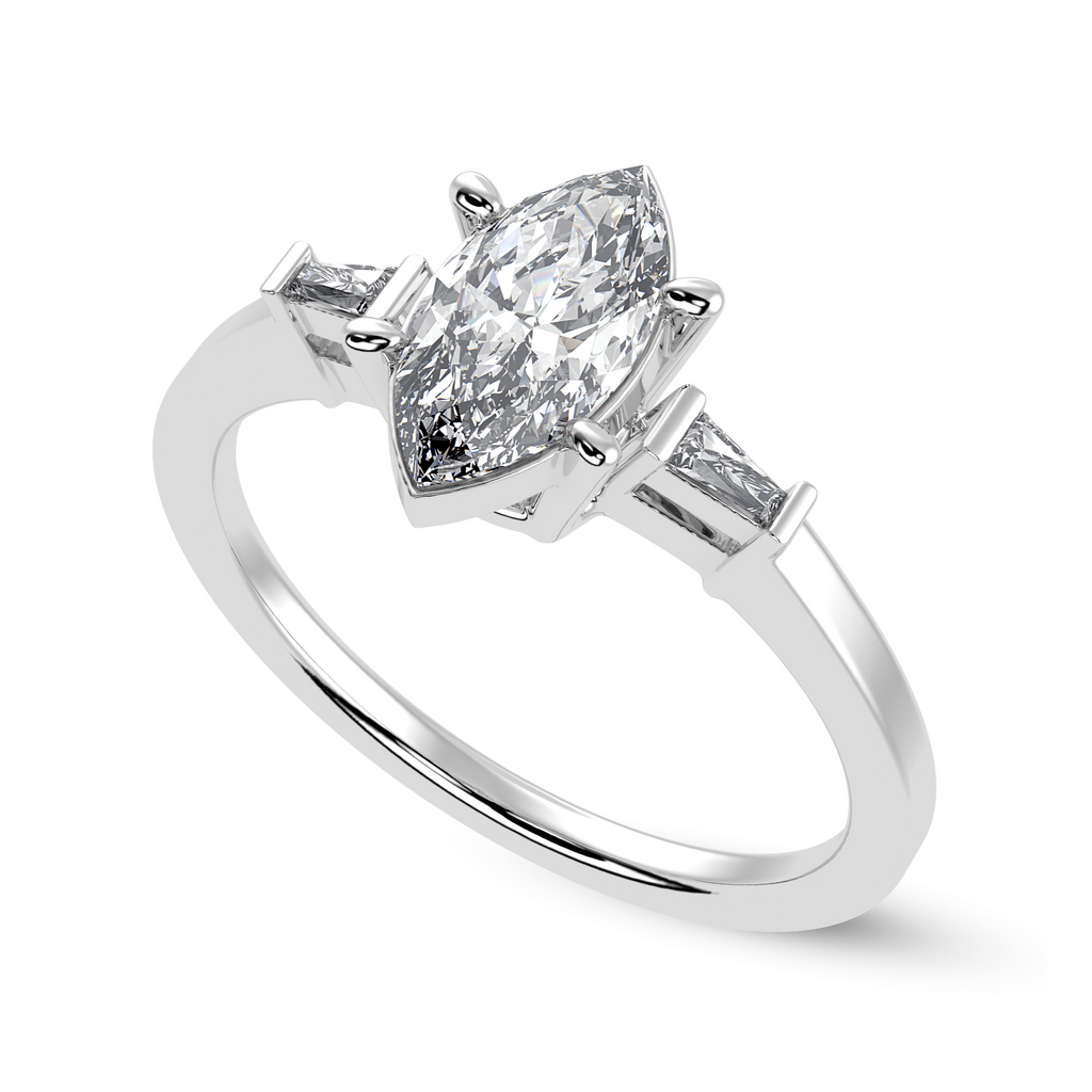 Jewelove™ Rings I VS / Women's Band only 70-Pointer Marquise Cut Solitaire with Baguette Diamond Platinum Ring JL PT 1228-B