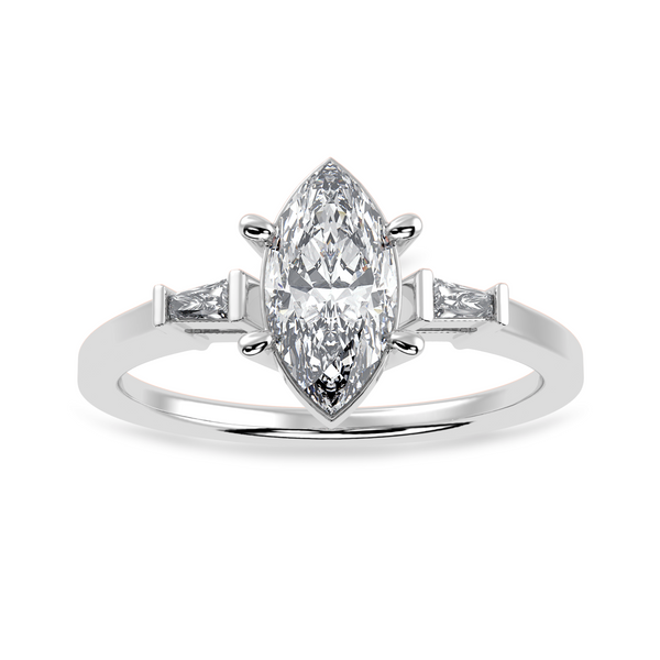 Jewelove™ Rings I VS / Women's Band only 70-Pointer Marquise Cut Solitaire with Baguette Diamond Platinum Ring JL PT 1228-B