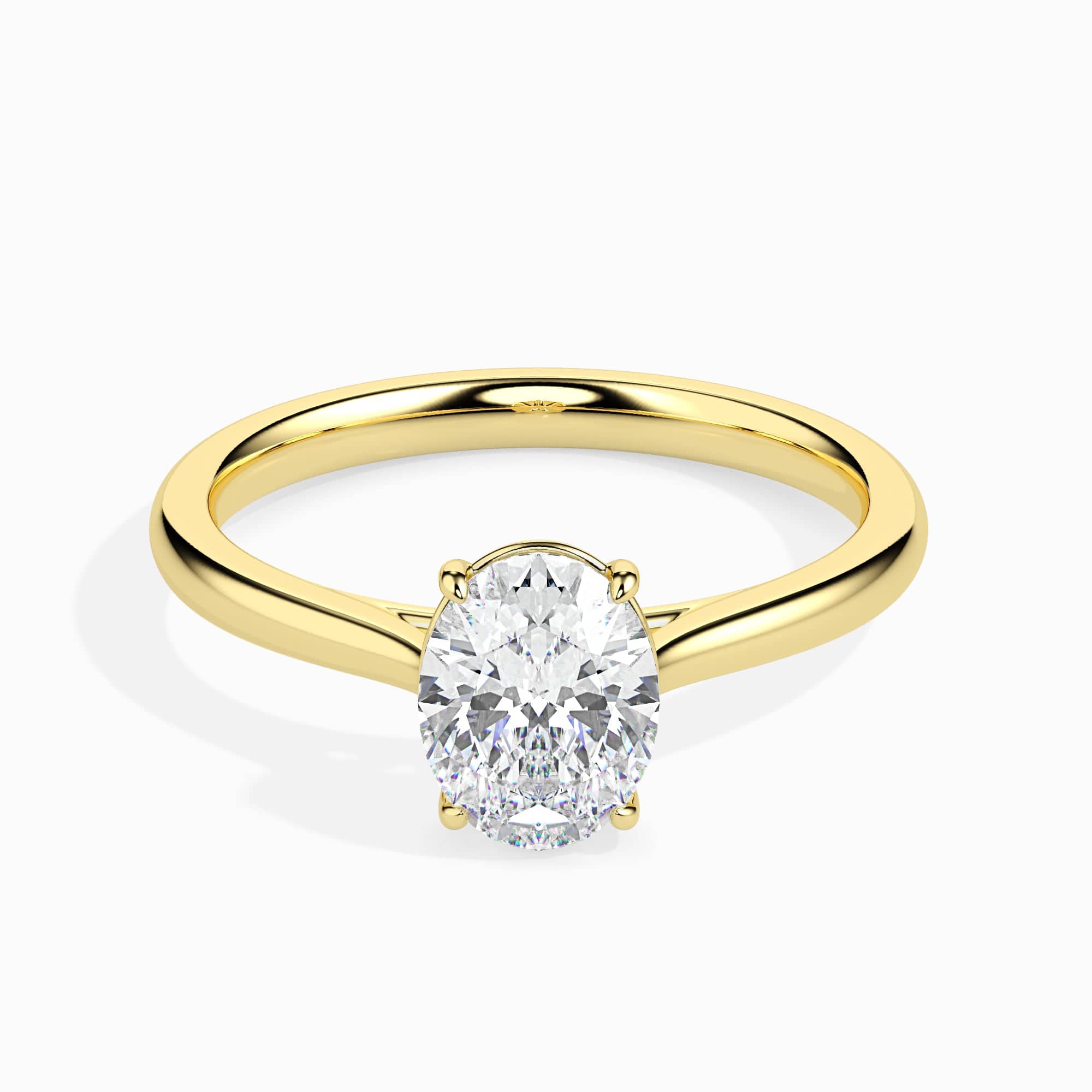 70-Pointer Oval Cut Solitaire 18K Yellow Gold Ring JL AU 19004Y-B