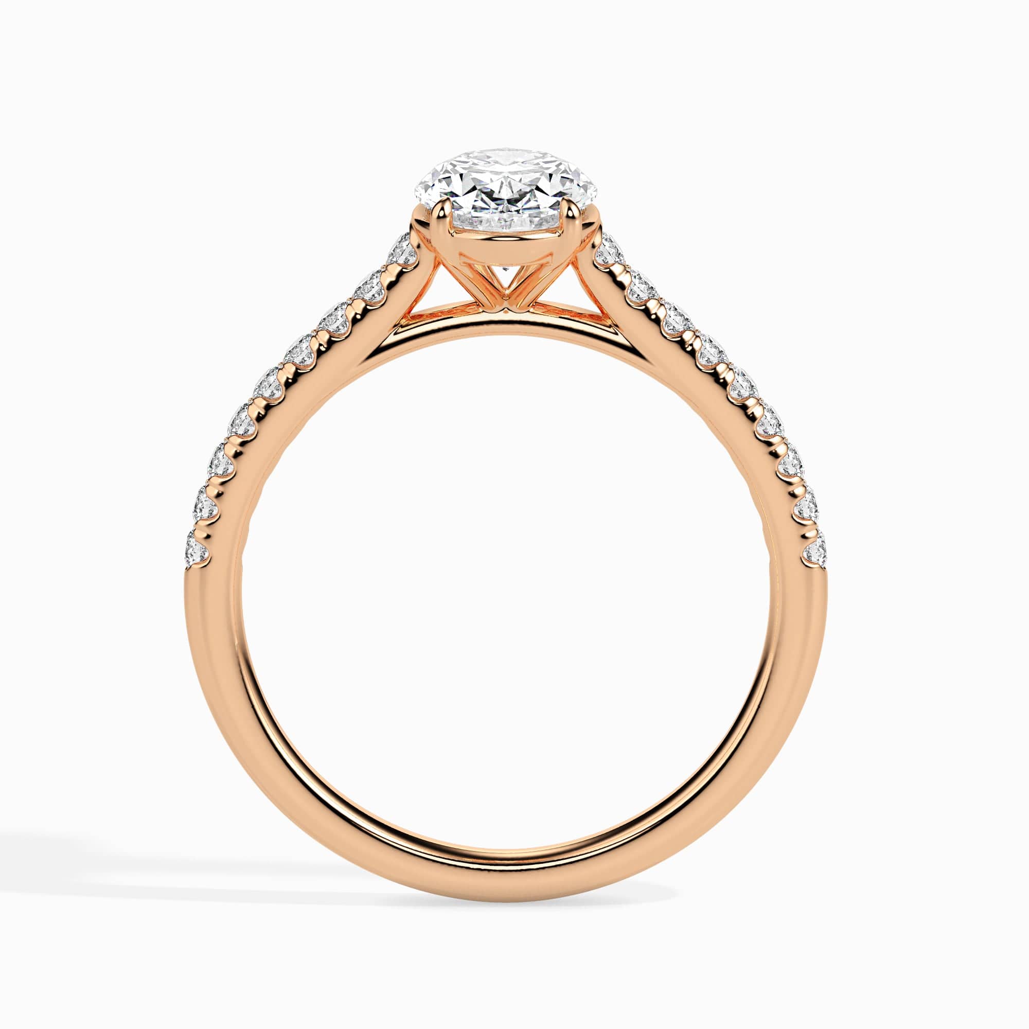 Jewelove™ Rings Women's Band only / VS I 70-Pointer Oval Cut Solitaire Diamond Shank 18K Rose Gold Ring JL AU 19014R-B