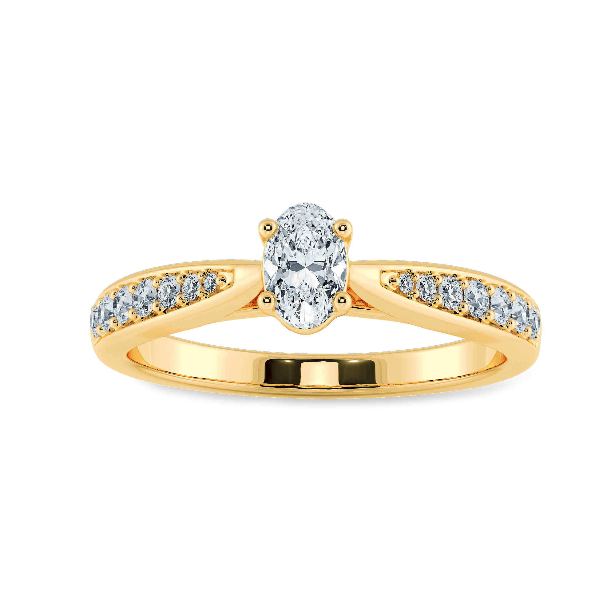 Jewelove™ Rings Women's Band only / VS I 70-Pointer Oval Cut Solitaire Diamond Shank 18K Yellow Gold Ring JL AU 1283Y-B