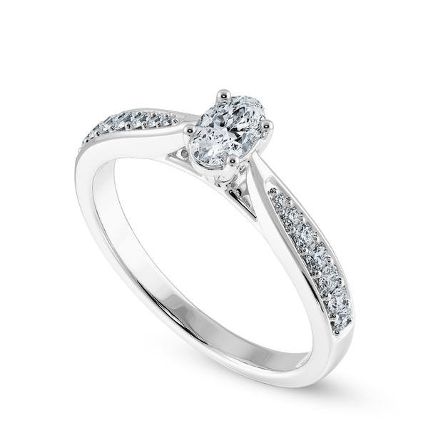 Jewelove™ Rings I VS / Women's Band only 70-Pointer Oval Cut Solitaire Diamond Shank Platinum Ring JL PT 1283-B