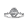 Jewelove™ Rings I VS / Women's Band only 70-Pointer Oval Cut Solitaire Halo Diamond Shank Platinum Ring JL PT 1252-B