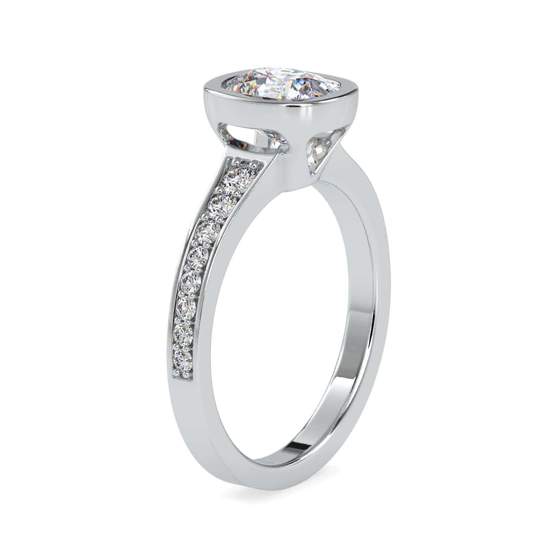 Jewelove™ Rings VS I / Women's Band only 70-Pointer Oval Cut Solitaire Platinum Diamond Shank Ring JL PT 0092-B
