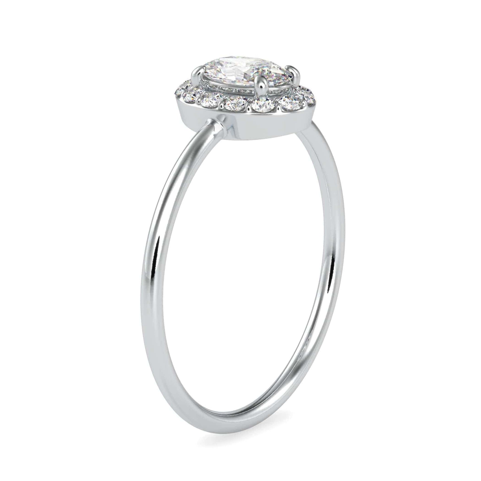 Jewelove™ Rings VS I / Women's Band only 70-Pointer Oval Cut Solitaire Platinum Halo Diamond Ring JL PT 0626-B