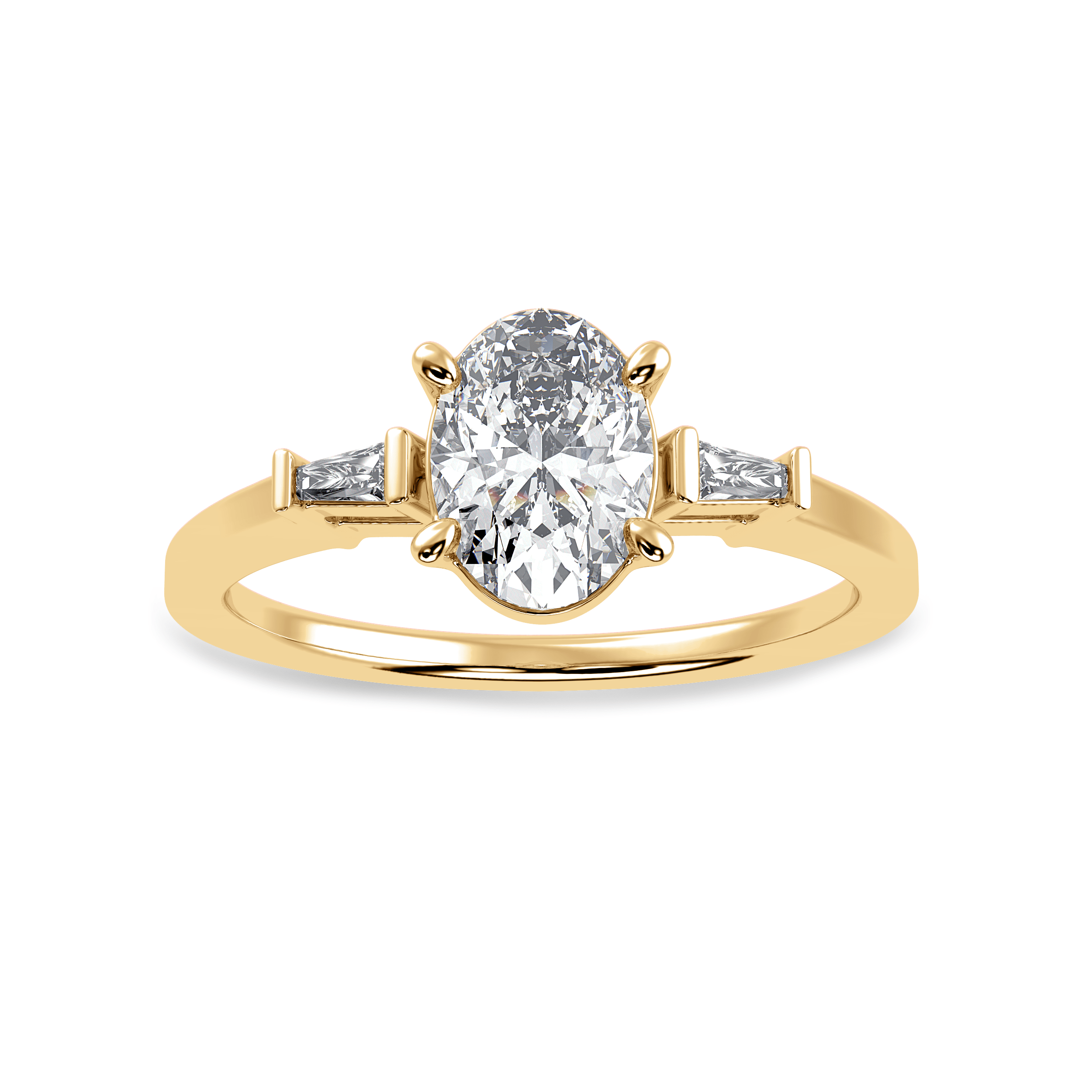 Oval Engagement Ring Baguette Side Stones 70-Pointer Oval Cut