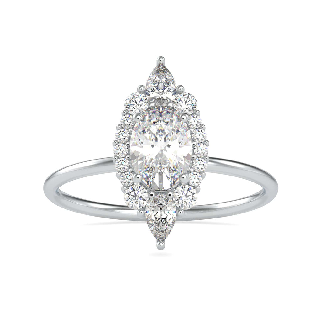 Jewelove™ Rings VS I / Women's Band only 70-Pointer Oval Cut Solitaire with Pear & Brilliant Round Cut Diamond Designer Platinum Ring JL PT 0665-B
