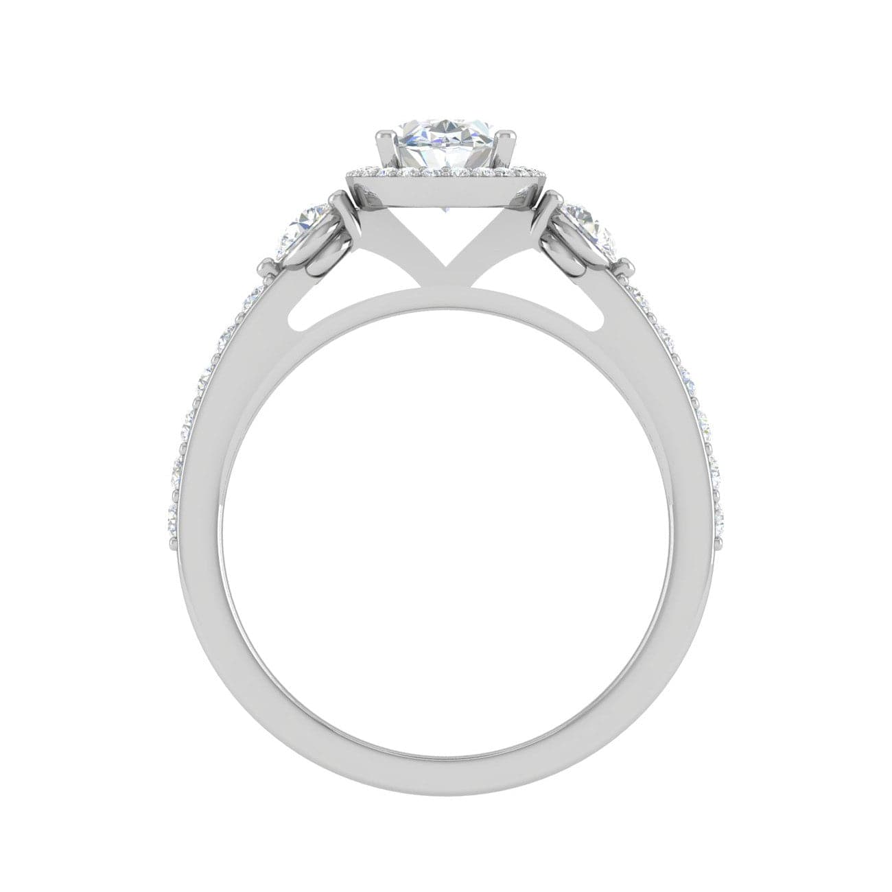 Jewelove™ Rings I VS / Women's Band only 70-Pointer Oval Shape Solitaire Halo Diamond Accents Platinum Ring JL PT IM1702-B