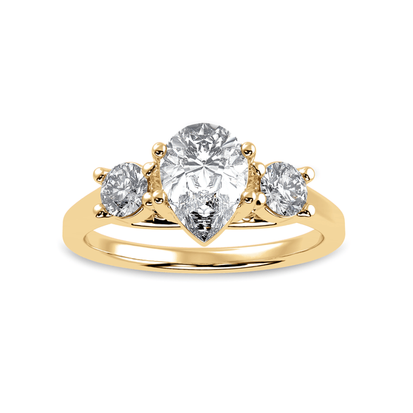Jewelove™ Rings Women's Band only / VS I 70-Pointer Pear Cut Solitaire Diamond Accents 18K Yellow Gold Ring JL AU 1235Y-B