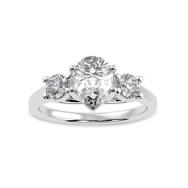 Jewelove™ Rings I VS / Women's Band only 70-Pointer Pear Cut Solitaire Diamond Accents Platinum Ring JL PT 1235-B