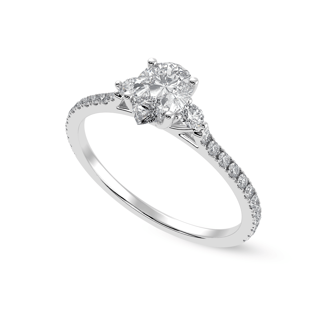 Jewelove™ Rings I VS / Women's Band only 70-Pointer Pear Cut Solitaire Diamond Accents Shank Platinum Ring JL PT 1245-B