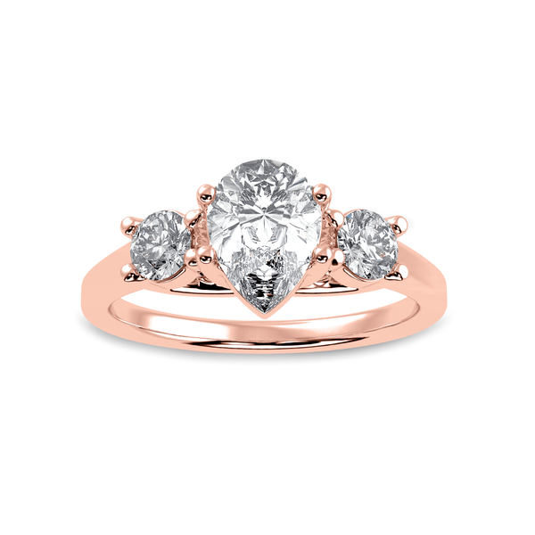 Jewelove™ Rings Women's Band only / VS I 70-Pointer Pear Cut Solitaire Diamond Accents18K Rose Gold Ring JL AU 1235R-B