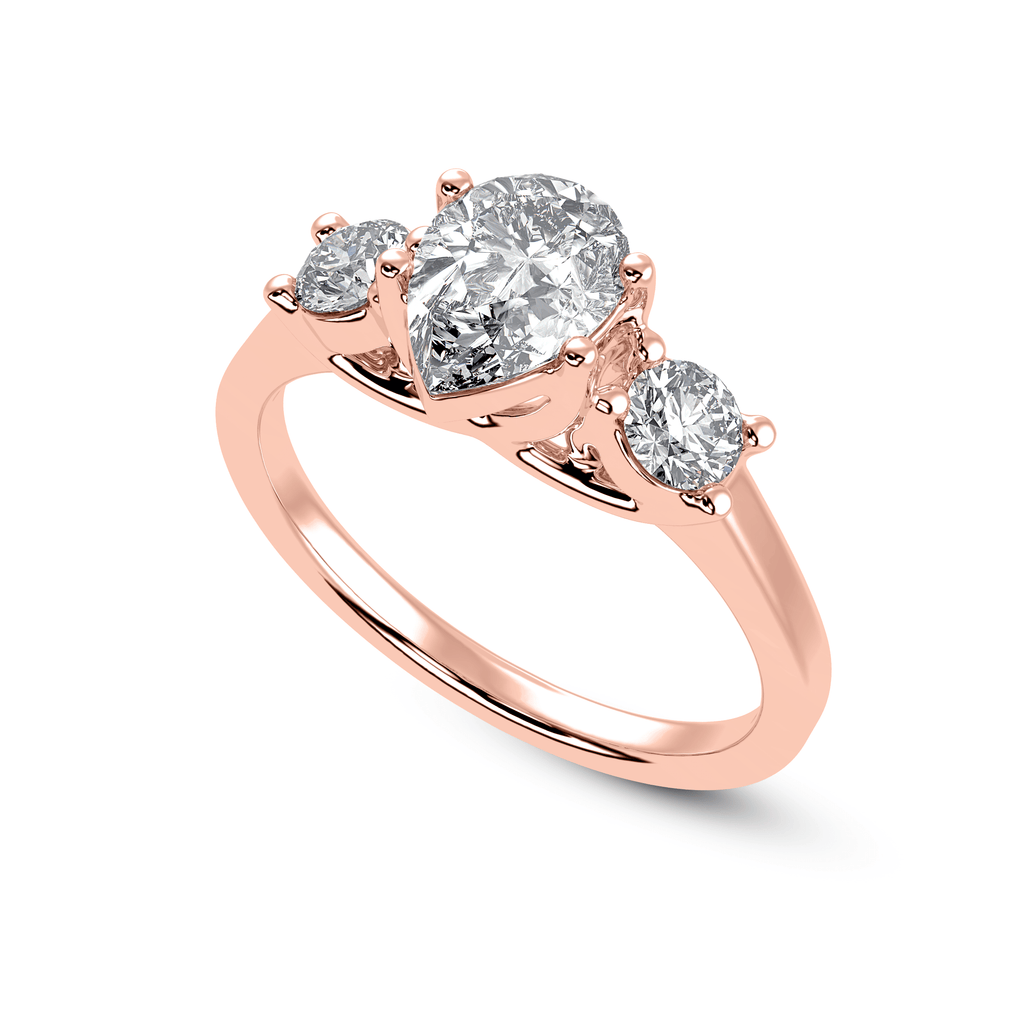 Jewelove™ Rings Women's Band only / VS I 70-Pointer Pear Cut Solitaire Diamond Accents18K Rose Gold Ring JL AU 1235R-B