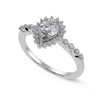 Jewelove™ Rings I VS / Women's Band only 70-Pointer Pear Cut Solitaire Halo Diamond Shank Platinum Ring JL PT 1253-B