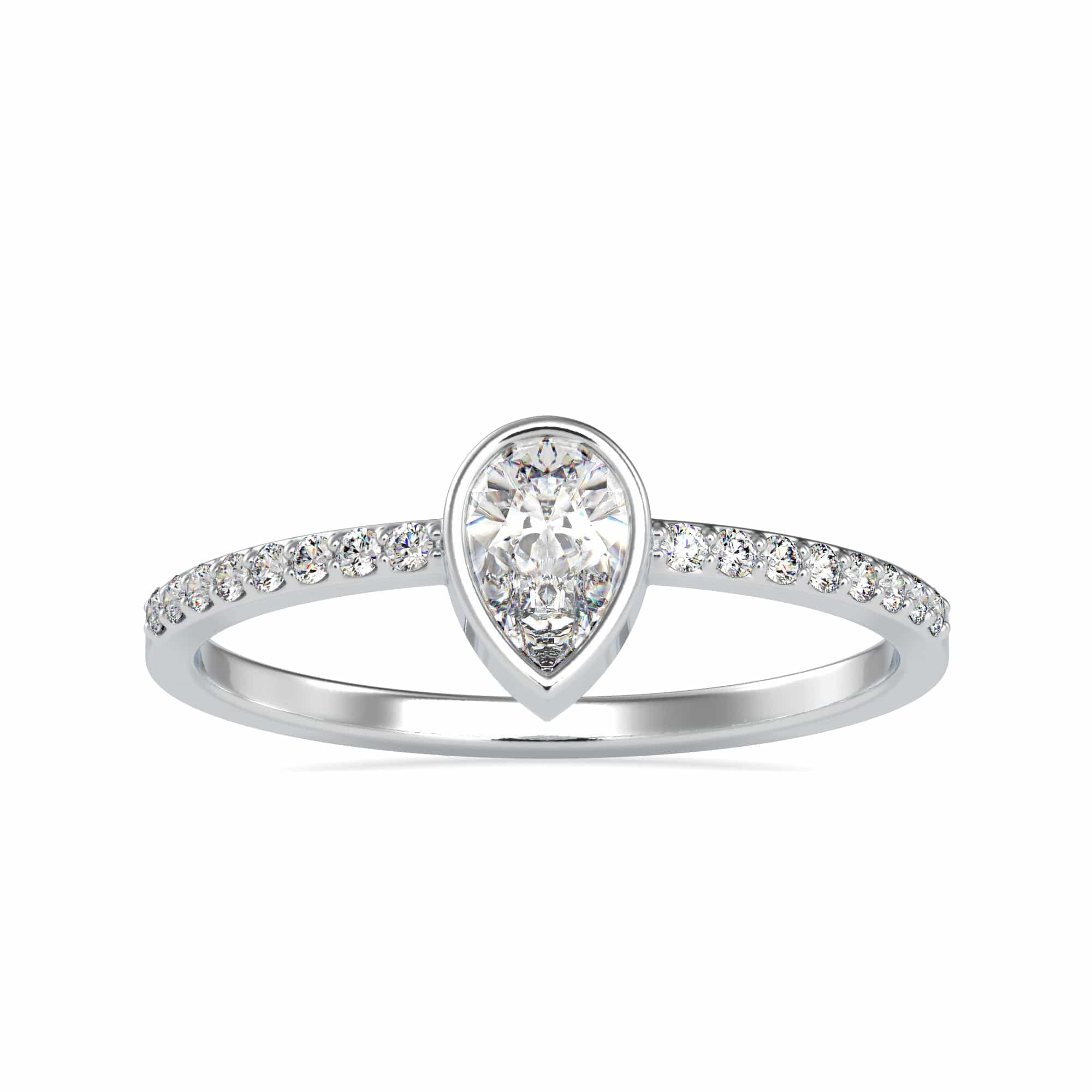 Jewelove™ Rings VS I / Women's Band only 70-Pointer Pear Cut Solitaire Platinum Diamond Shank Ring JL PT 0679-B