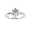 Jewelove™ Rings I VS / Women's Band only 70-Pointer Pear Cut Solitaire with Baguette Diamond Accents Platinum Ring JL PT 1227-B