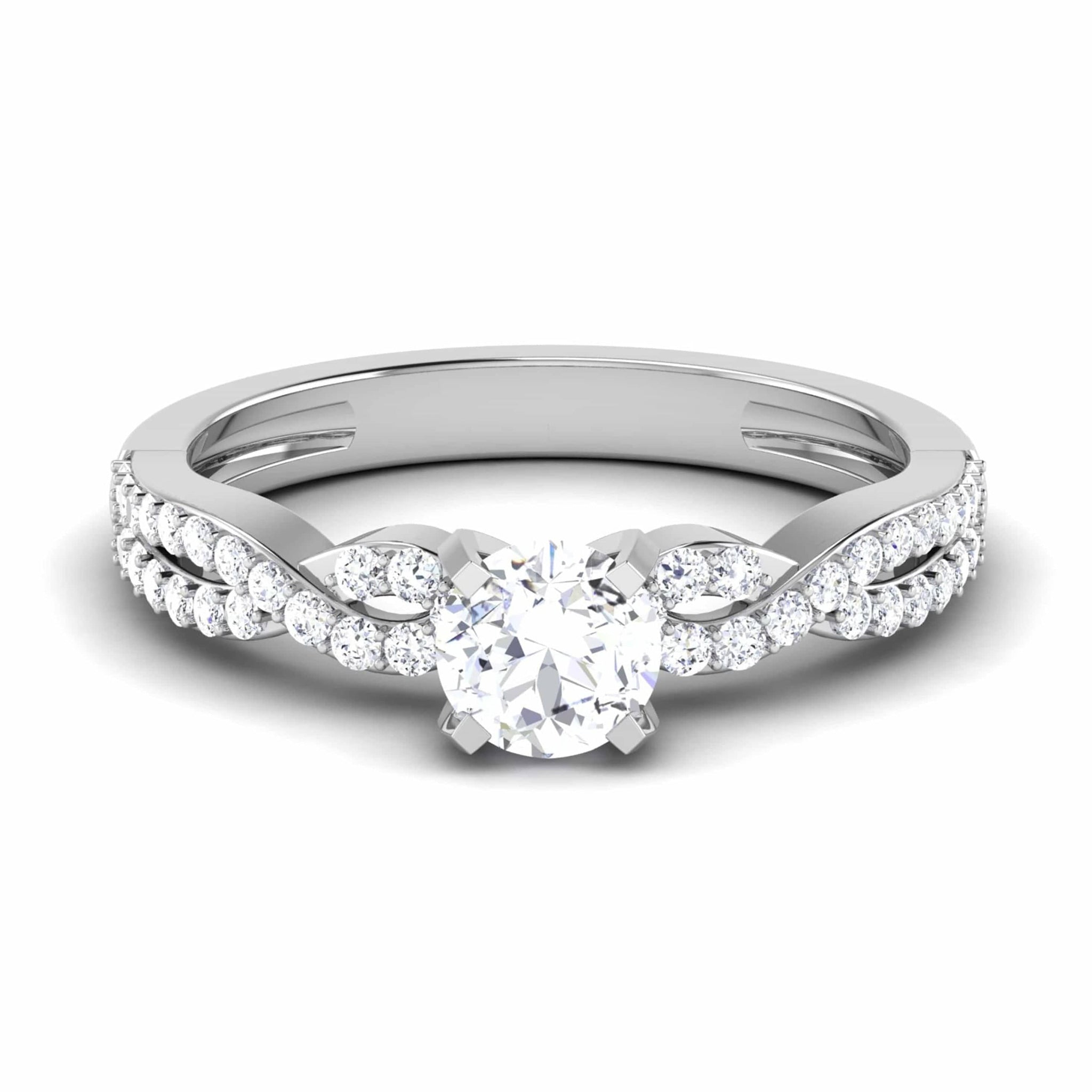 Jewelove™ Rings J VS / Women's Band only 70-Pointer Platinum Double Shank Diamond Solitaire Engagement Ring JL PT 6994-B