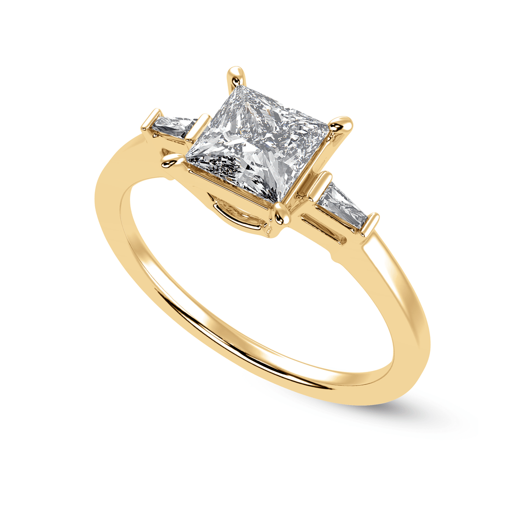 Jewelove™ Rings Women's Band only / VS I 70-Pointer Princess Cut Solitaire Baguette Diamond Assent 18K Yellow Gold Ring JL AU 1211Y-B