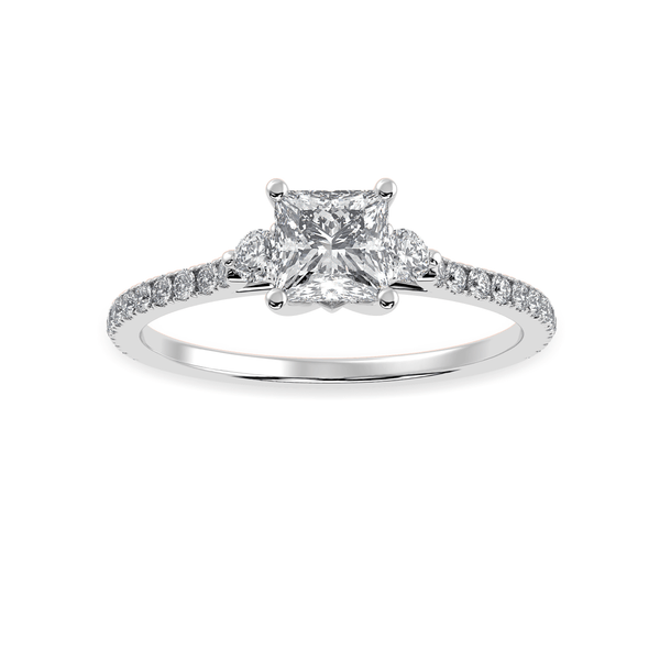 Jewelove™ Rings I VS / Women's Band only 70-Pointer Princess Cut Solitaire Diamond Accents Shank Platinum Ring JL PT 1240-B