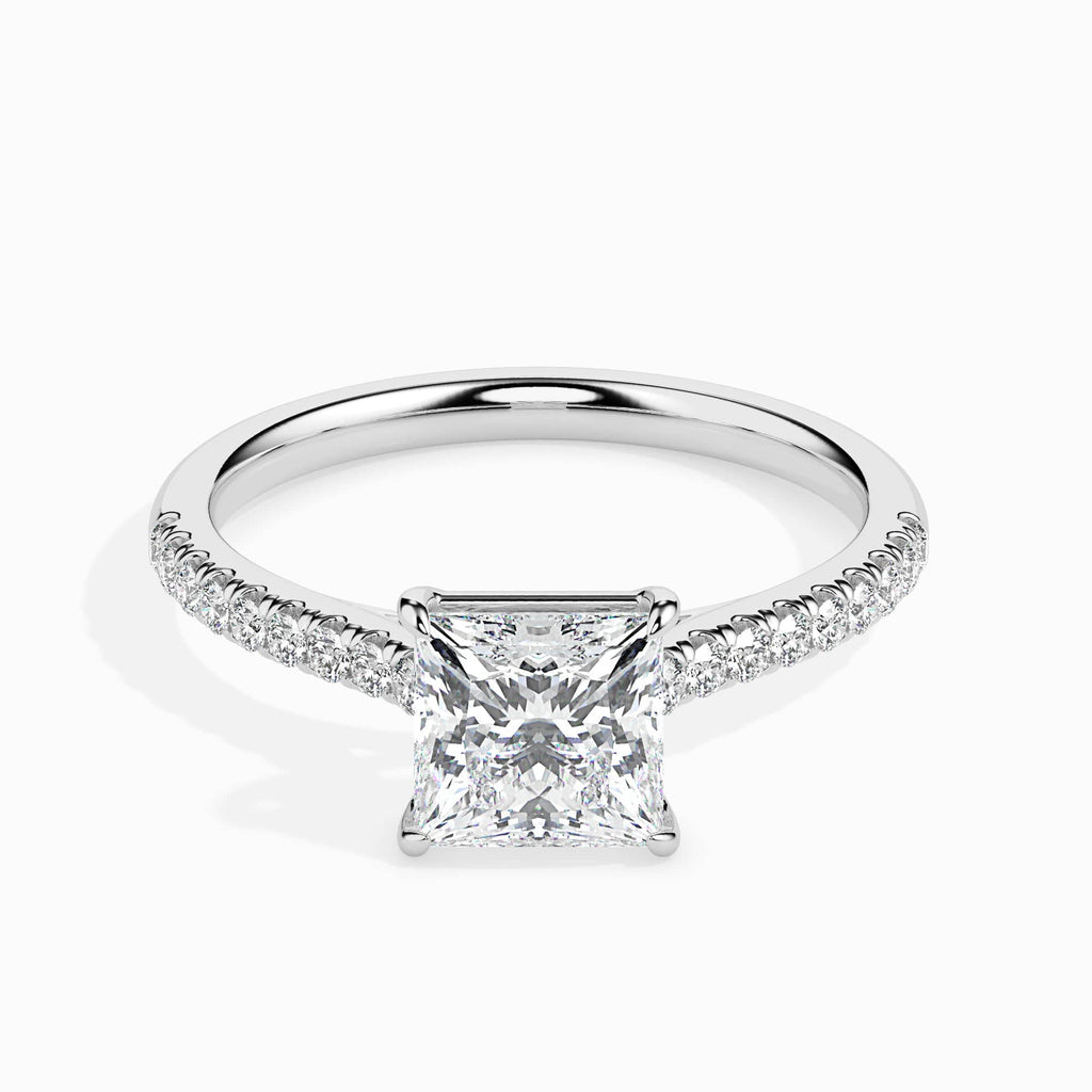 Jewelove™ Rings I VS / Women's Band only 70-Pointer Princess Cut Solitaire Diamond Shank Platinum Ring JL PT 19012-B