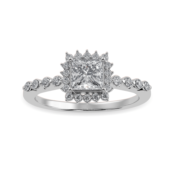 Jewelove™ Rings I VS / Women's Band only 70-Pointer Princess Cut Solitaire Halo Diamond Shank Platinum Ring JL PT 1248-B