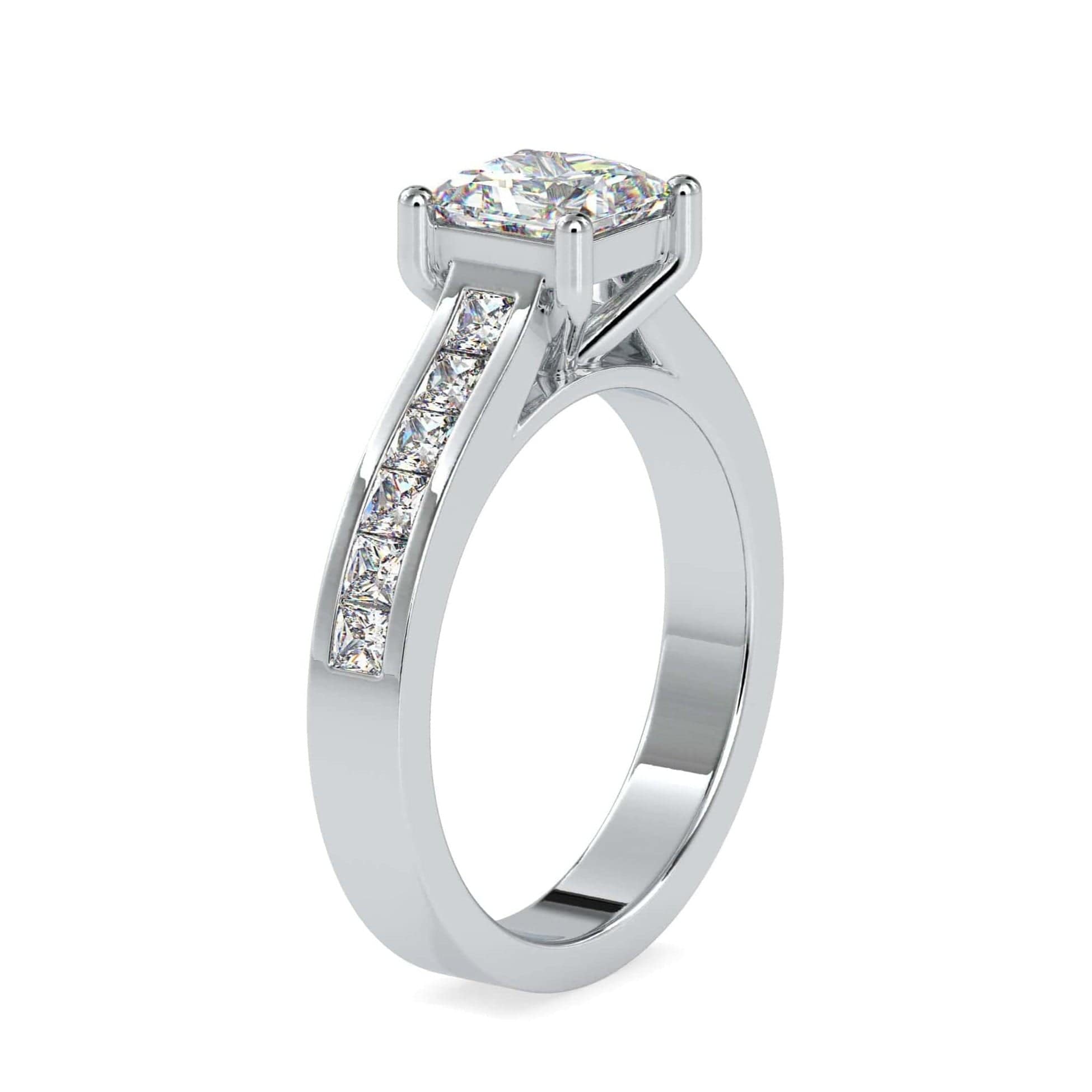 Jewelove™ Rings VS I / Women's Band only 70-Pointer Princess Cut Solitaire Platinum Diamond Shank Ring JL PT 0057-B