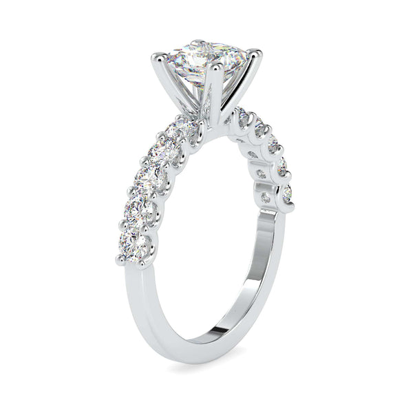 Jewelove™ Rings VS I / Women's Band only 70-Pointer Princess Cut Solitaire Platinum Diamond Shank Ring JL PT 0117-B