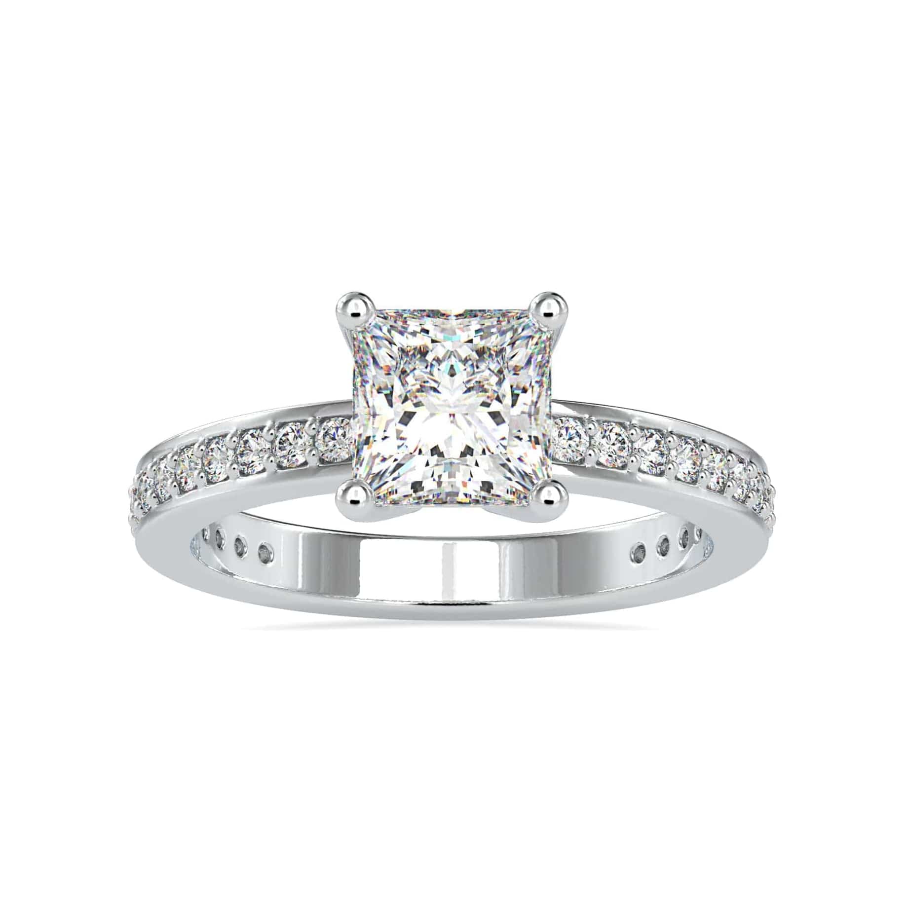 Jewelove™ Rings VS I / Women's Band only 70-Pointer Princess Cut Solitaire Platinum Diamond Shank Ring JL PT 0155-B