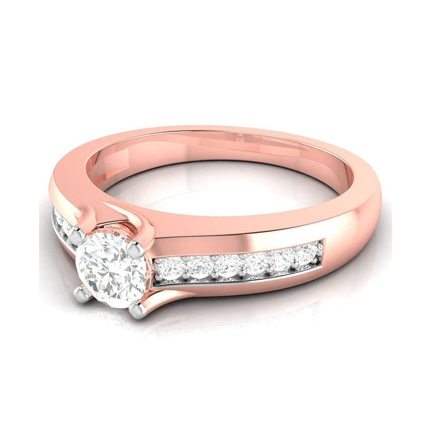 Jewelove™ Rings Women's Band only / VS J 70-Pointer Solitaire 18K Rose Gold Ring with Diamond Accents JL AU G 119R-B
