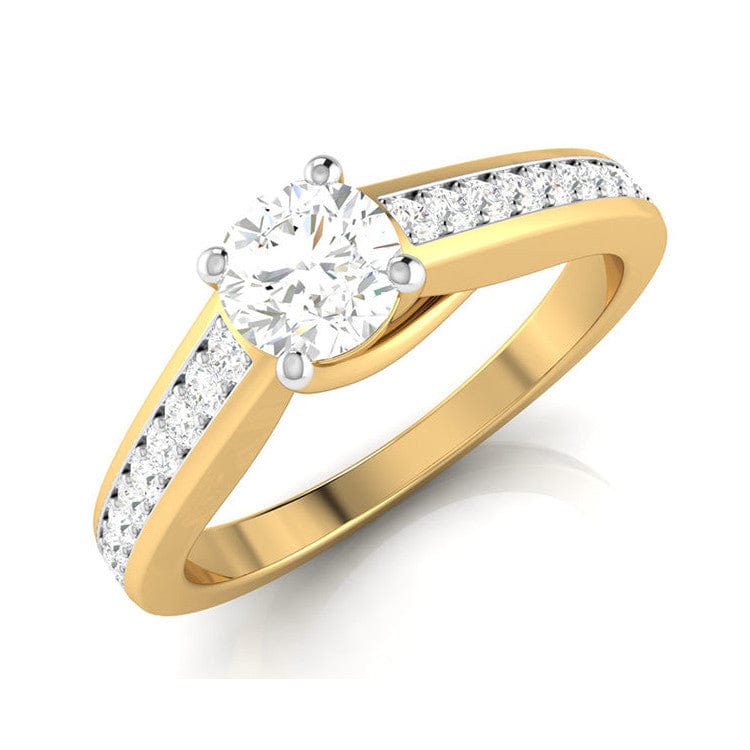 Jewelove™ Rings Women's Band only / VS J 70-Pointer Solitaire 18K Yellow Gold Diamond Shank Ring JL AU G 120Y-B